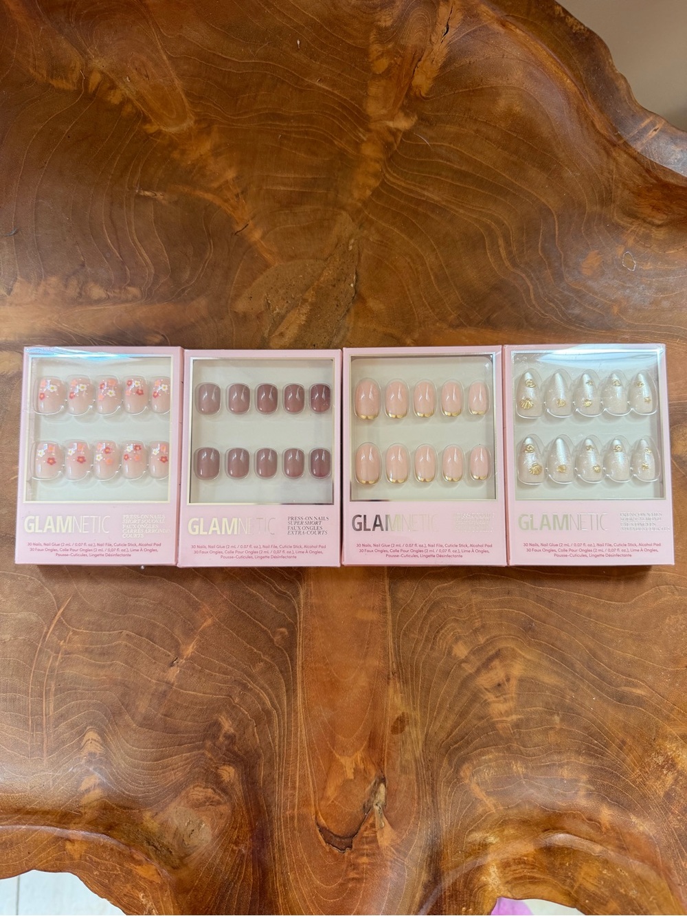4 NEW SETS of ULTA GLAMNETIC Press On Nails Gold Digger Sanded Mauve Cutie Bloom